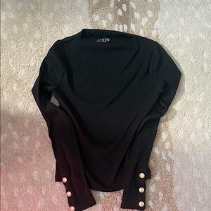 J. Crew Black Long Sleeve Top with Button Accents